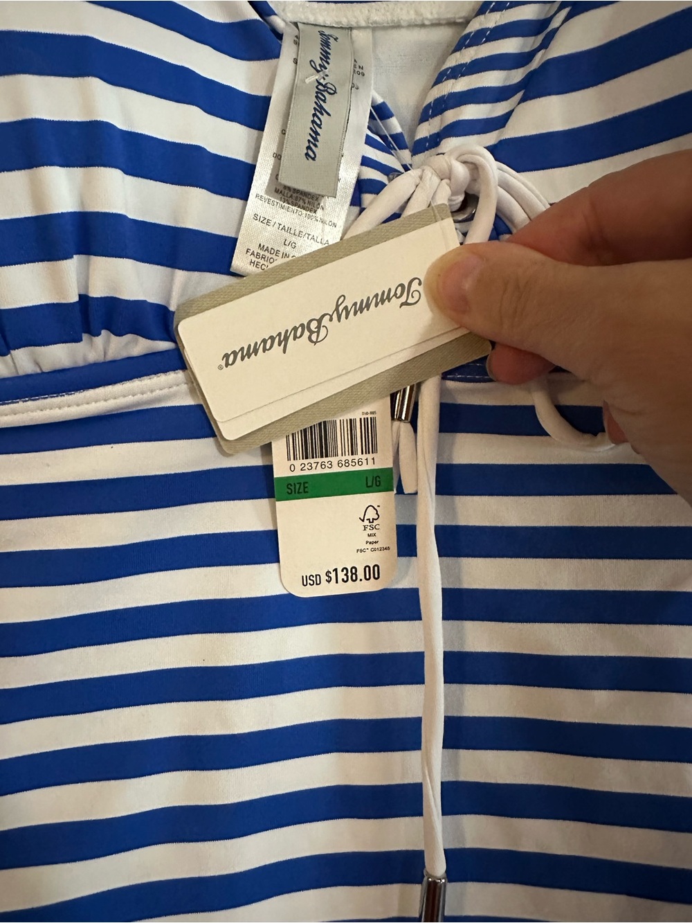 Tommy Bahama Women’s Breakers Bay Royal Blue and White Striped Tankini Top
